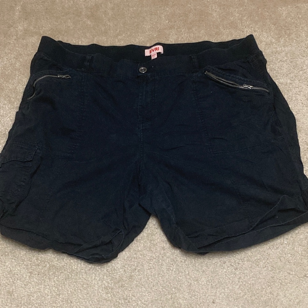 EVRI Women's Dark Cargo Shorts with Zippered Pockets